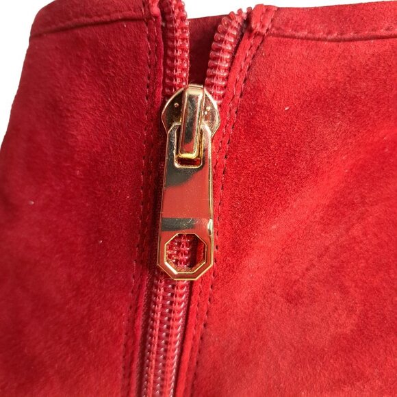 Louise et Cie Lo-Haze Red Leather Suede Ankle Bootie Boots Size 10M/40 - Picture 8 of 11